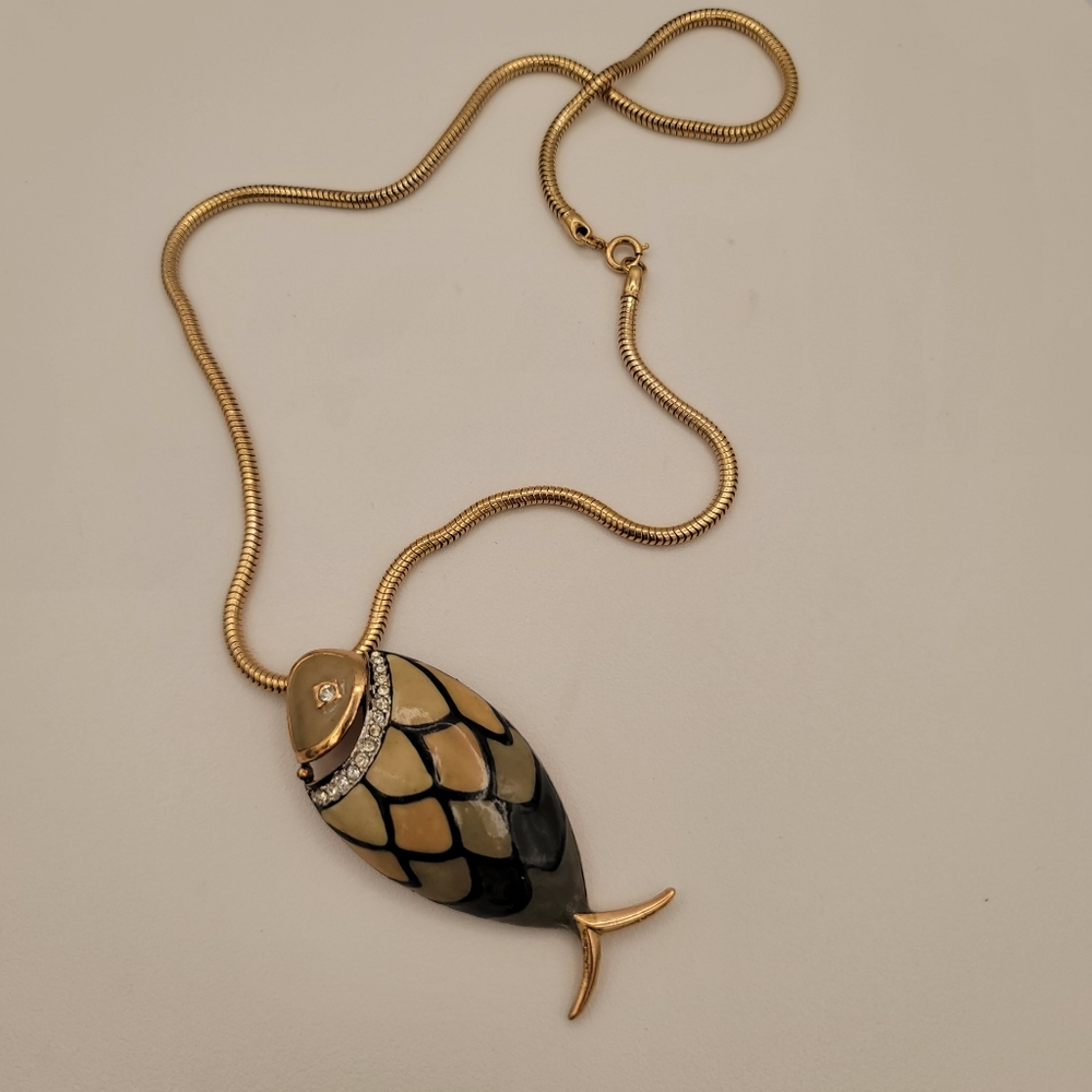 Fabulous Signed Eisenberg Enamel And Crystal Necklace